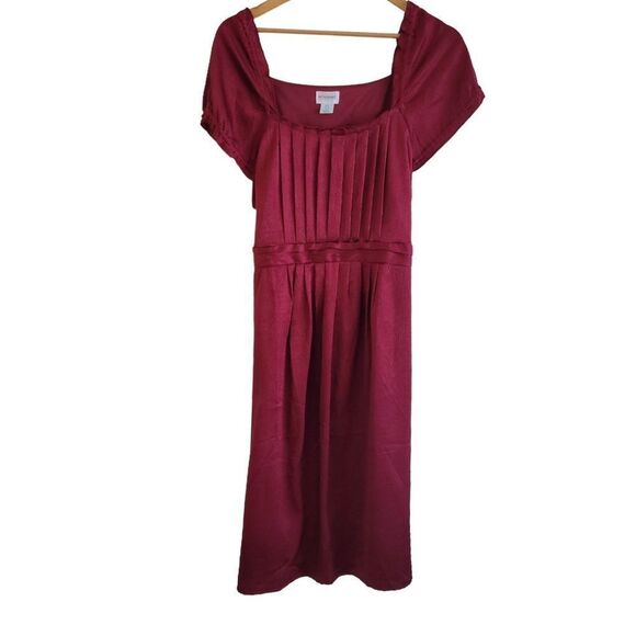 Motherhood Maternity cap sleeve tie waist dress red burgundy large - Picture 1 of 8